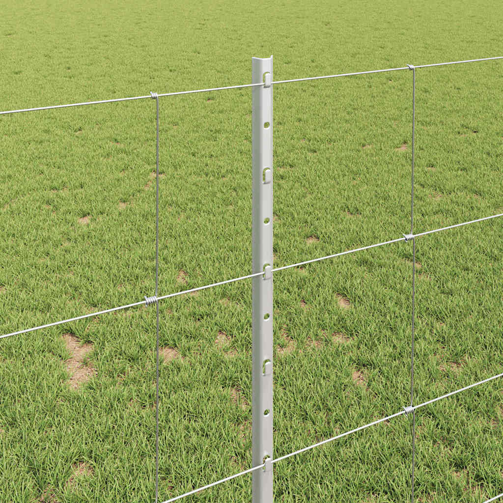 Outdoor Wild Fence with Posts 25 x 1 m Galvanised Steel Silver
