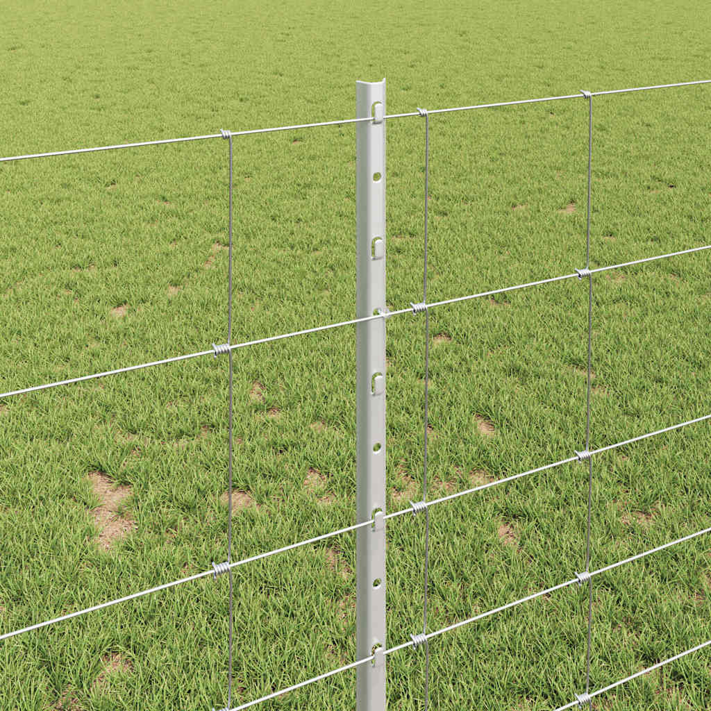 Outdoor Wild Fence with Posts 25 x 1 m Galvanised Steel Silver