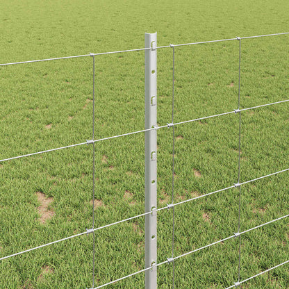 Outdoor Wild Fence with Posts 25 x 1 m Galvanised Steel Silver