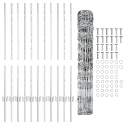 Outdoor Wild Fence with Posts 25 x 1 m Galvanised Steel Silver