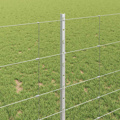 Outdoor Wild Fence with Posts 25 x 1 m Galvanised Steel Silver