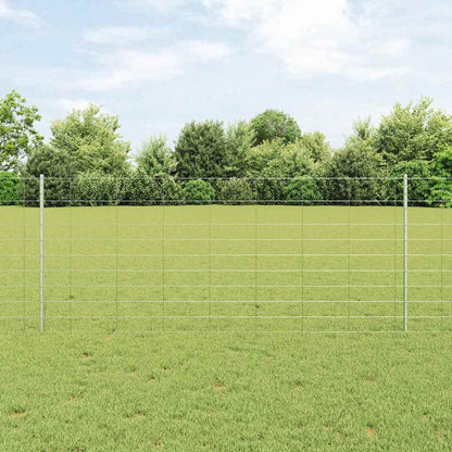 Outdoor Wild Fence with Posts 25 x 1 m Galvanised Steel Silver