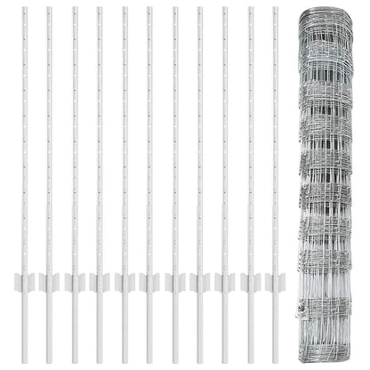 Outdoor Wild Fence with Posts 25 x 1 m Galvanised Steel Silver