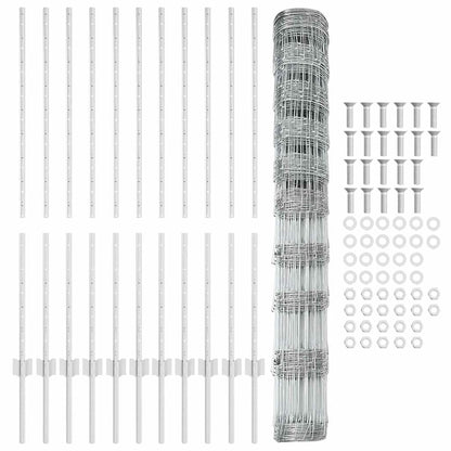 Outdoor Wild Fence with Posts 25 x 1.2 m Galvanised Steel Mesh