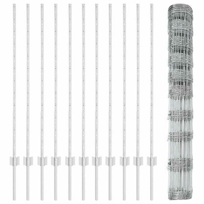 Outdoor Wild Fence with Posts 25 x 1.2 m Galvanised Steel Mesh