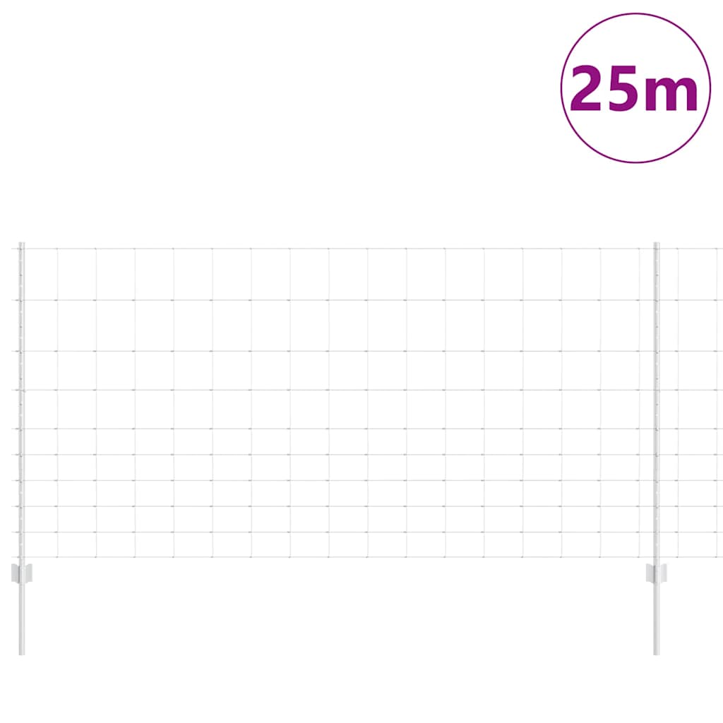 Outdoor Wild Fence with Posts 25 x 1.2 m Galvanised Steel Mesh