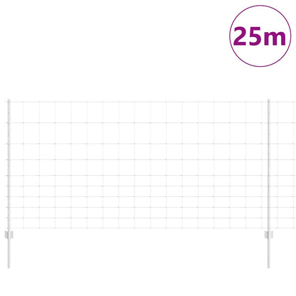 Outdoor Wild Fence with Posts 25 x 1.2 m Galvanised Steel Mesh