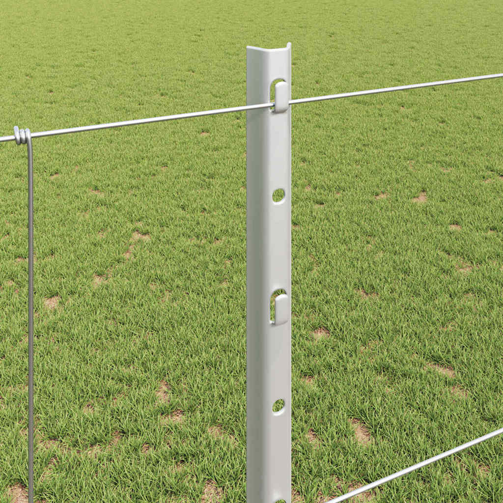 Outdoor Wild Fence with Posts 25 x 1.2 m Galvanised Steel Mesh