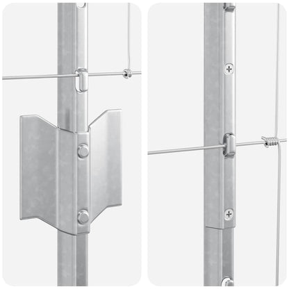 Outdoor Wild Fence with Posts 25 x 1.2 m Galvanised Steel Mesh