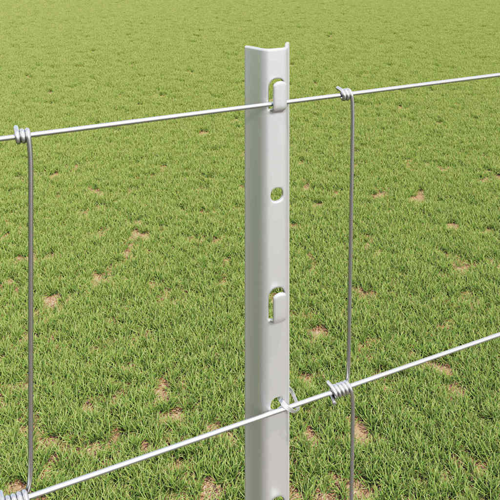 Outdoor Wild Fence with Posts 25 x 1.2 m Galvanised Steel Mesh