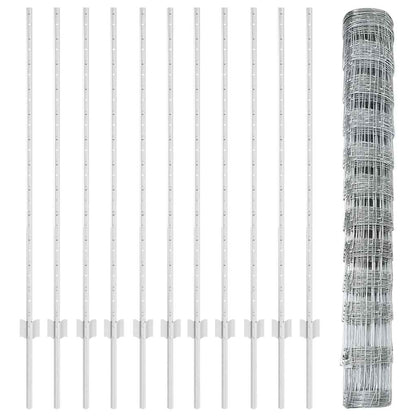 Outdoor Wild Fence with Posts 25 x 1.2 m Galvanised Steel Mesh