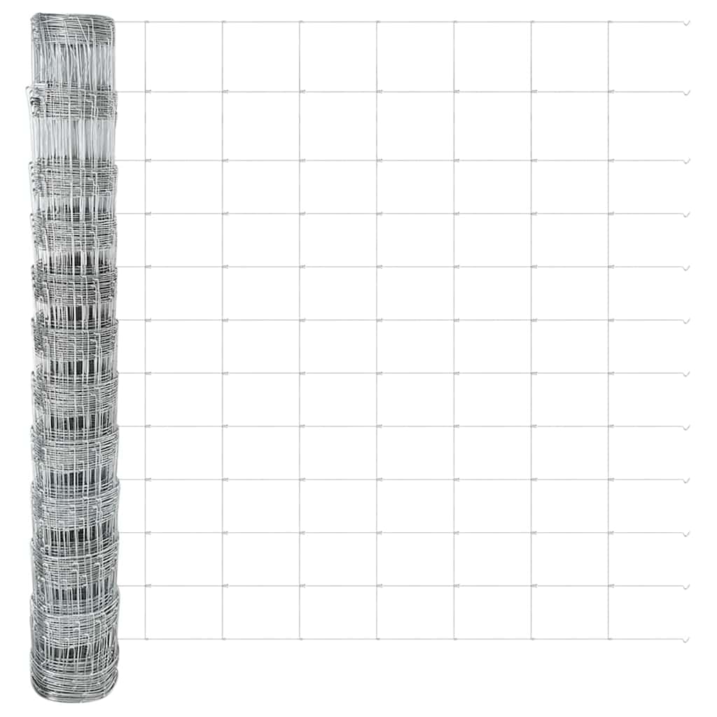 Outdoor Wild Fence with Posts 25 x 1.2 m Galvanised Steel Mesh