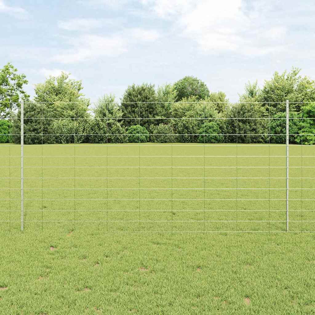 Outdoor Wild Fence with Posts 25 x 1.2 m Galvanised Steel Mesh