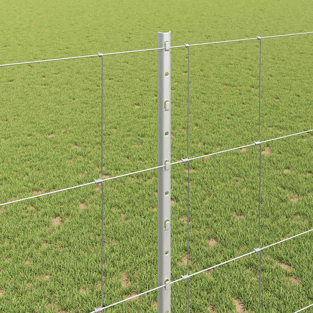 Outdoor Wild Fence with Posts 25 x 1.4 m Galvanised Steel Mesh