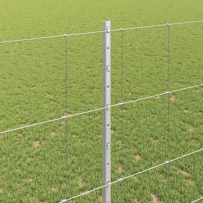 Outdoor Wild Fence with Posts 25 x 1.4 m Galvanised Steel Mesh