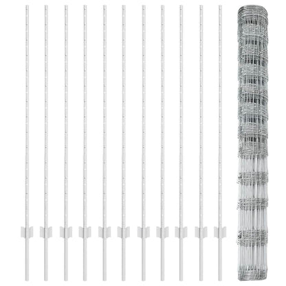 Outdoor Wild Fence with Posts 25 x 1.4 m Galvanised Steel Mesh