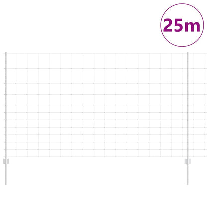 Outdoor Wild Fence with Posts 25 x 1.4 m Galvanised Steel Mesh