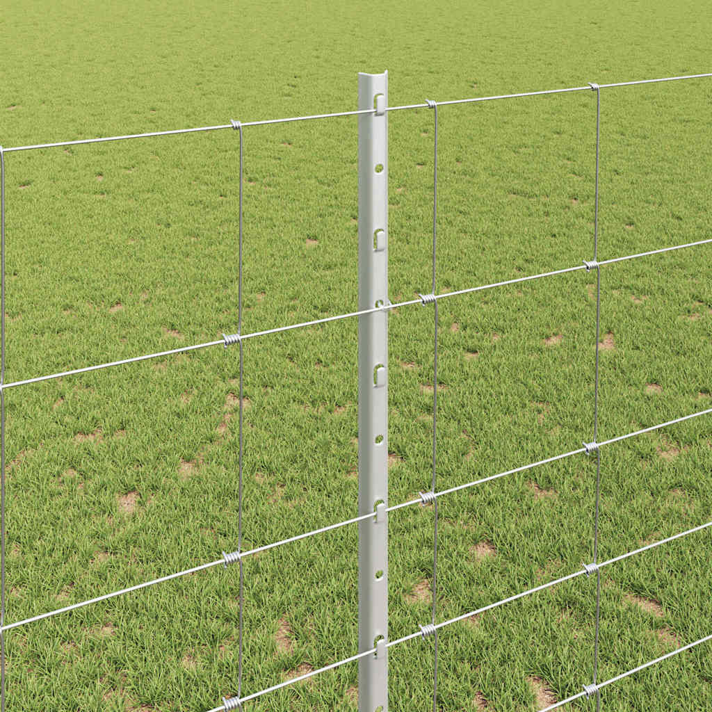 Outdoor Wild Fence with Posts 25 x 1.4 m Galvanised Steel Mesh