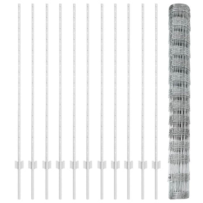 Outdoor Wild Fence with Posts 25 x 1.4 m Galvanised Steel Mesh