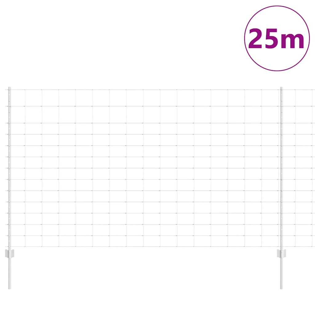 Outdoor Wild Fence with Posts 25 x 1.4 m Galvanised Steel Mesh