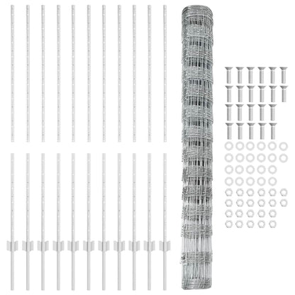 Outdoor Wild Fence with Posts 25 x 1.4 m Galvanised Steel Mesh