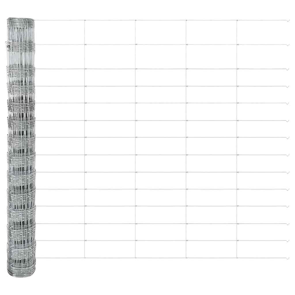 Outdoor Wild Fence with Posts 25 x 1.4 m Galvanised Steel Mesh