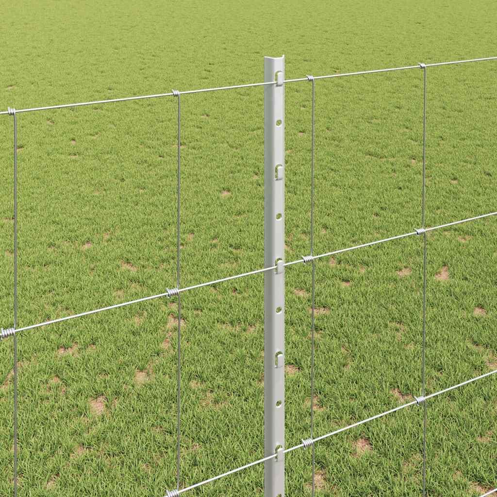 Outdoor Wild Fence with Posts 25 x 1.5 m Galvanised Steel Mesh