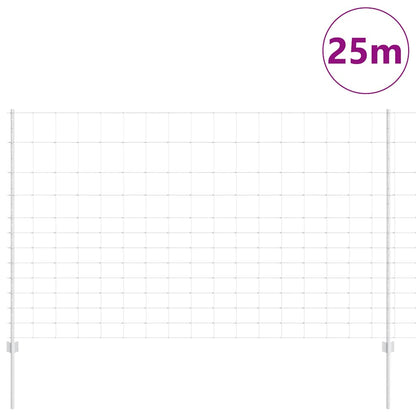 Outdoor Wild Fence with Posts 25 x 1.5 m Galvanised Steel Mesh
