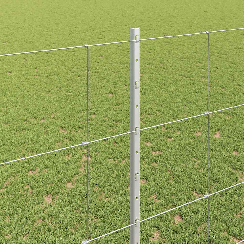 Outdoor Wild Fence with Posts 25 x 1.5 m Galvanised Steel Mesh