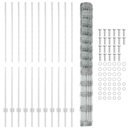 Outdoor Wild Fence with Posts 25 x 1.5 m Galvanised Steel Mesh