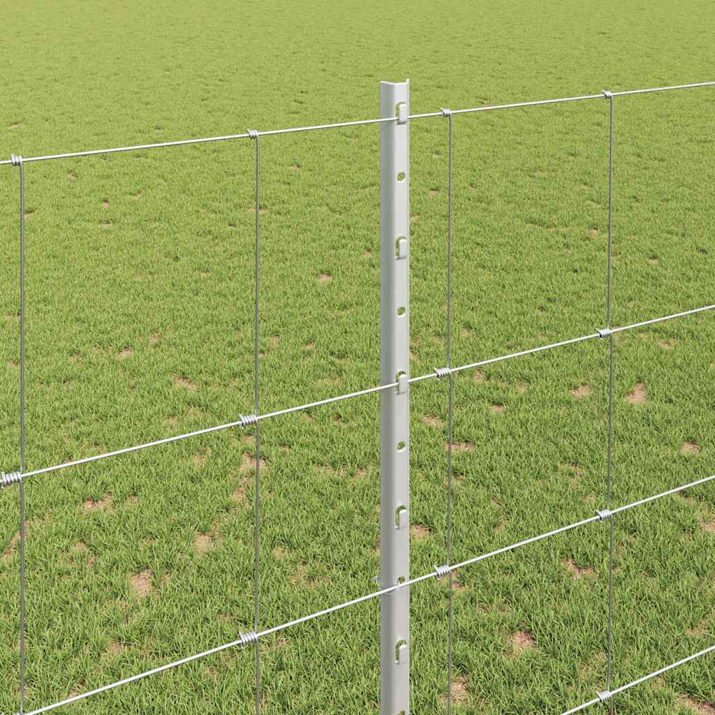 Outdoor Wild Fence with Posts 25 x 1.5 m Galvanised Steel Mesh
