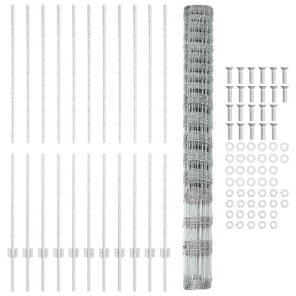 Outdoor Wild Fence with Posts 25 x 1.5 m Galvanised Steel Mesh