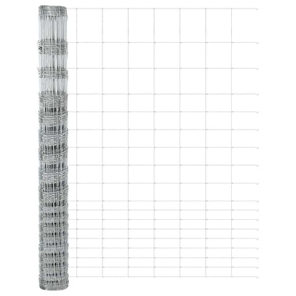 Outdoor Wild Fence with Posts 25 x 1.5 m Galvanised Steel Mesh