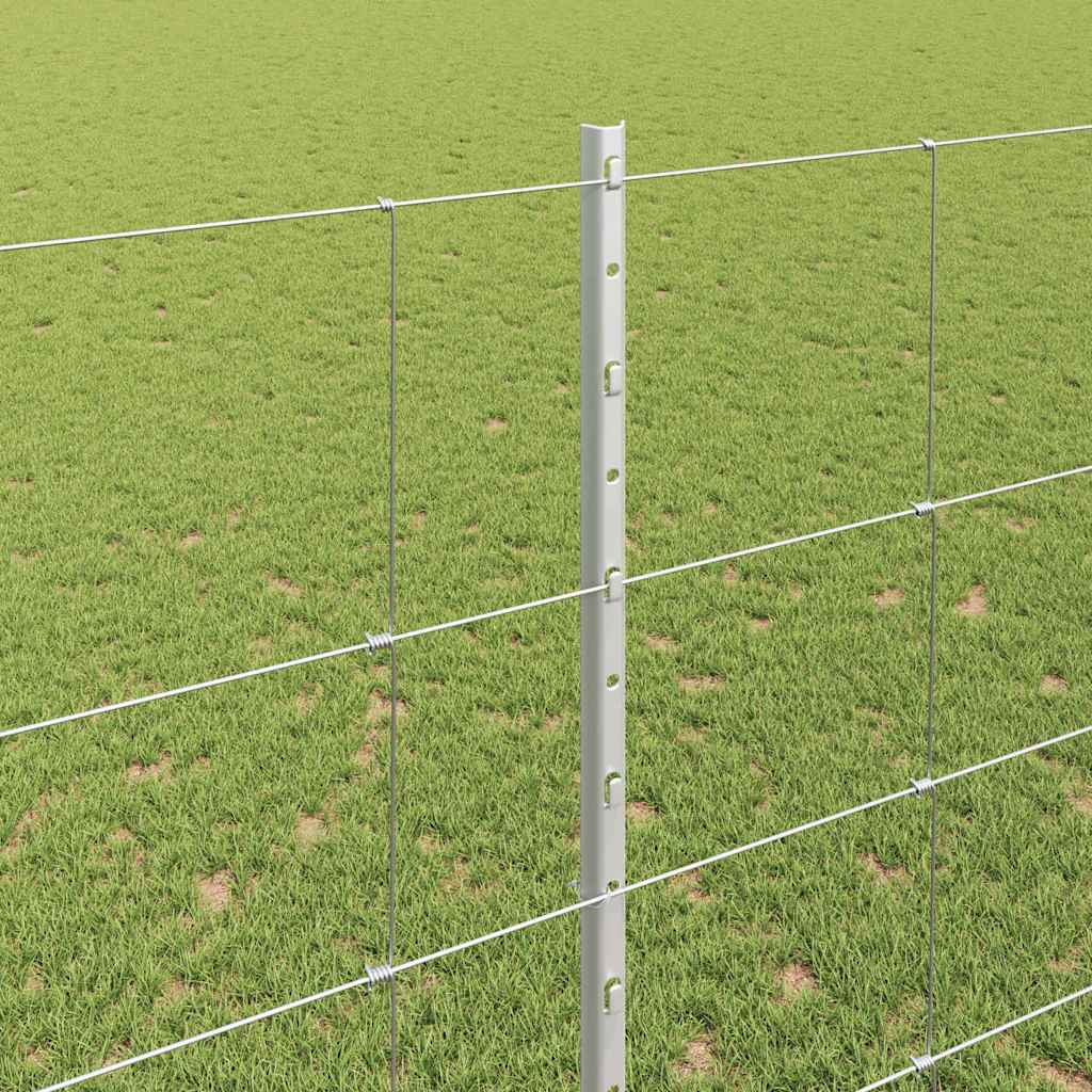 Outdoor Wild Fence with Posts 25 x 1.5 m Galvanised Steel Mesh