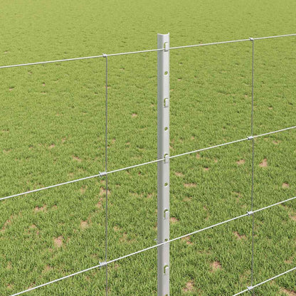 Outdoor Wild Fence with Posts 25 x 1.5 m Galvanised Steel Mesh