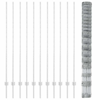 Outdoor Wild Fence with Posts 25 x 1.5 m Galvanised Steel Mesh