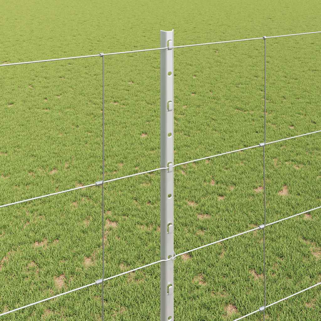 Outdoor Wild Fence with Posts 25 x 1.6 m Galvanised Steel Mesh