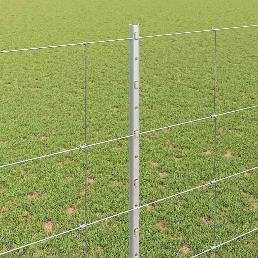 Outdoor Wild Fence with Posts 25 x 1.6 m Galvanised Steel Mesh