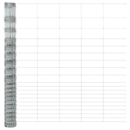 Outdoor Wild Fence with Posts 25 x 1.6 m Galvanised Steel Mesh