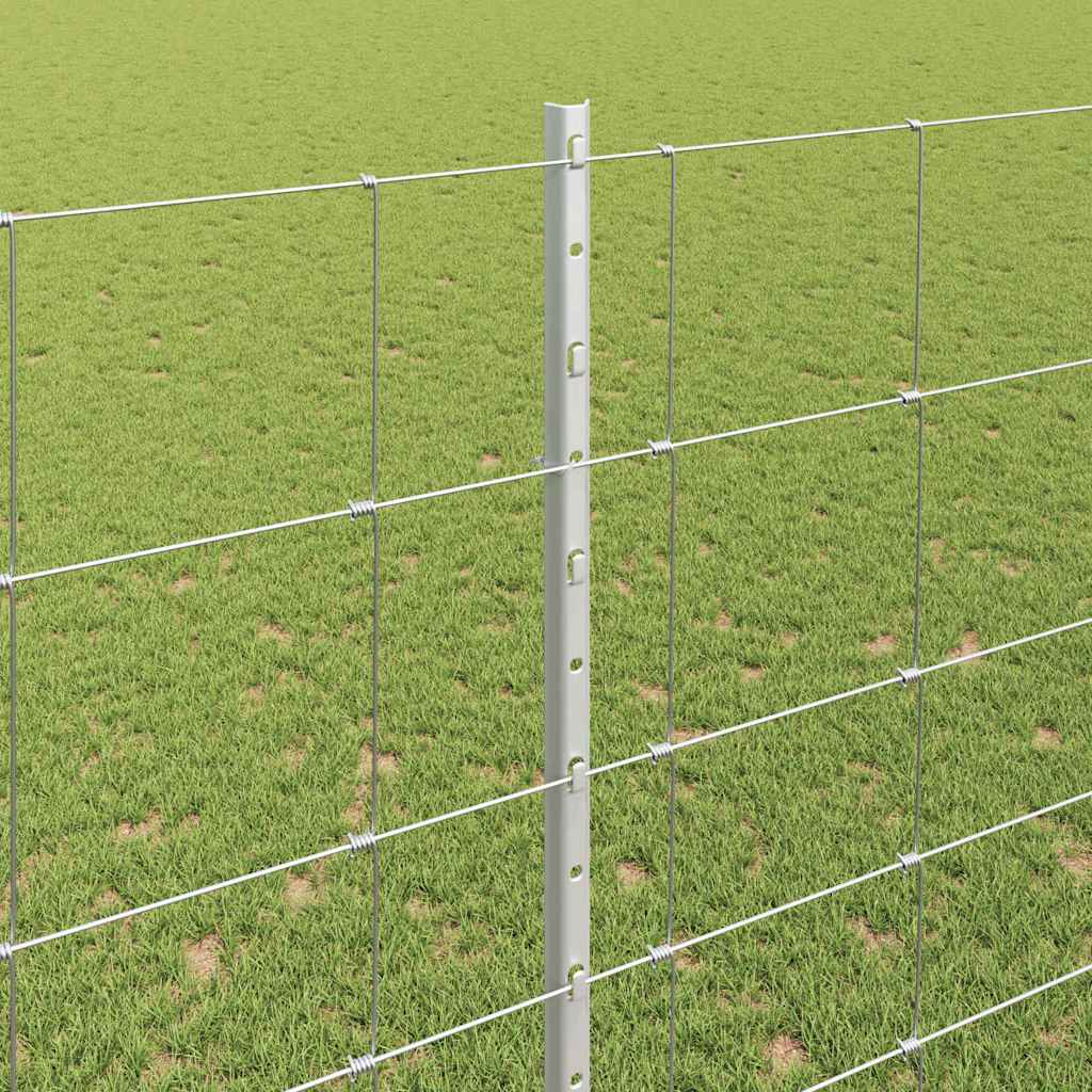 Outdoor Wild Fence with Posts 25 x 1.6 m Galvanised Steel Mesh