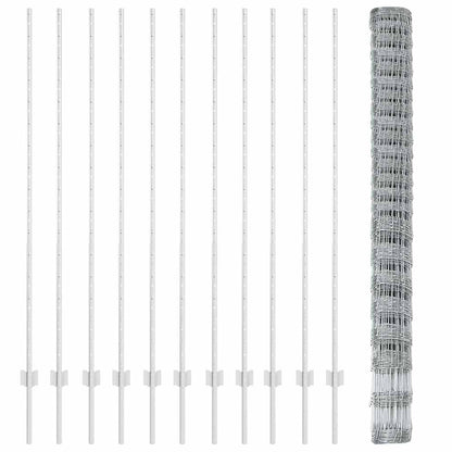 Outdoor Wild Fence with Posts 25 x 1.6 m Galvanised Steel Mesh