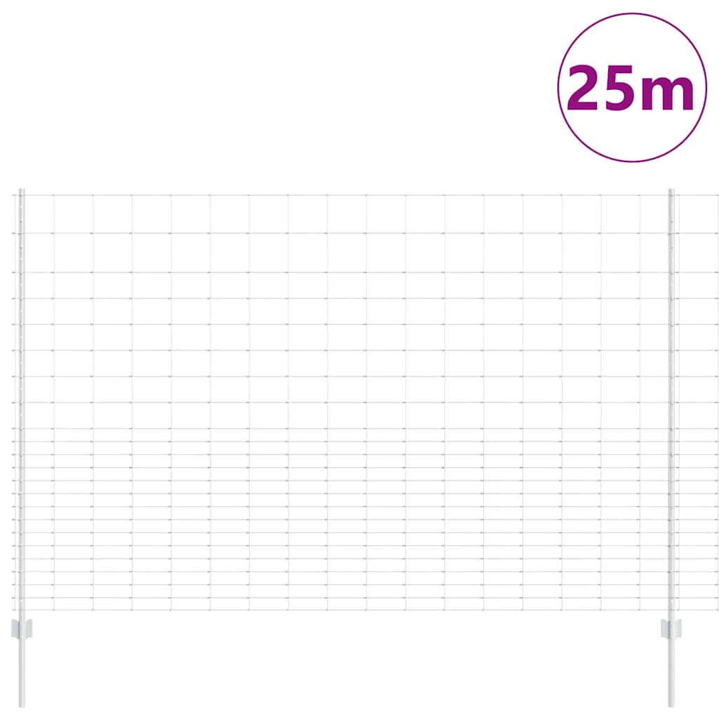 Outdoor Wild Fence with Posts 25 x 1.6 m Galvanised Steel Mesh