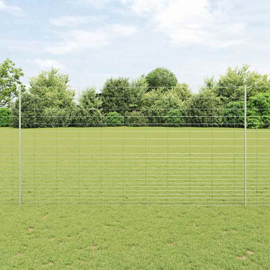 Outdoor Wild Fence with Posts 25 x 1.6 m Galvanised Steel Mesh