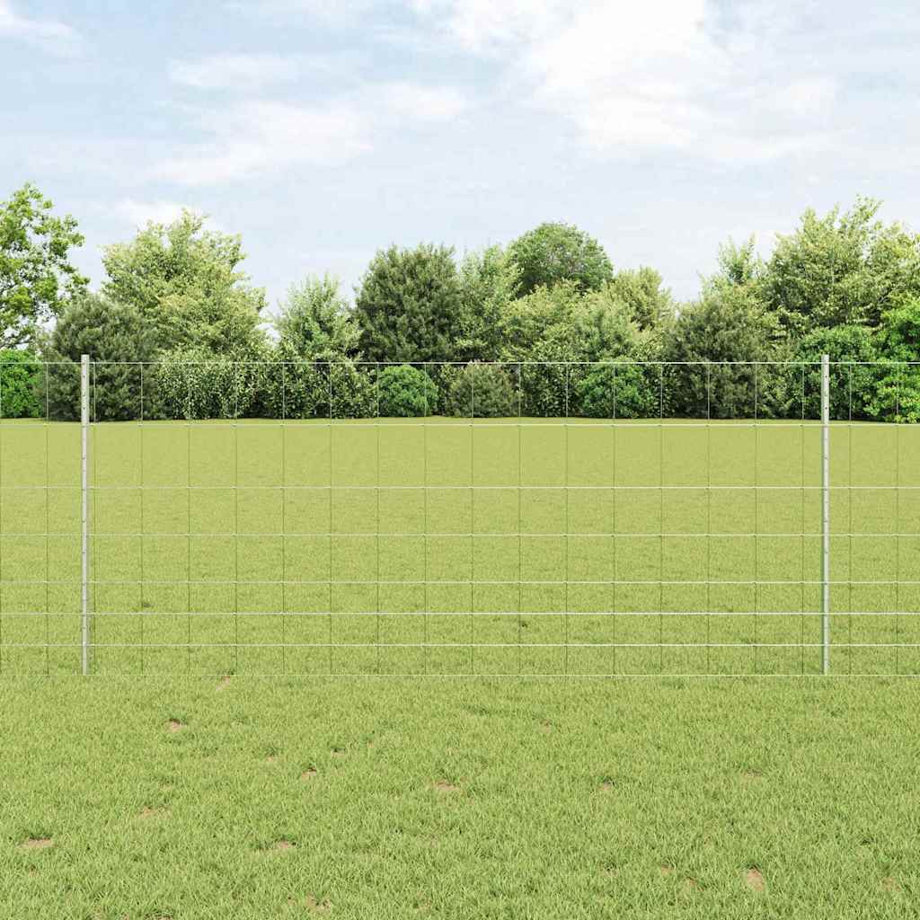 Outdoor Wild Fence with Posts 50 x 1 m Galvanised Steel Silver