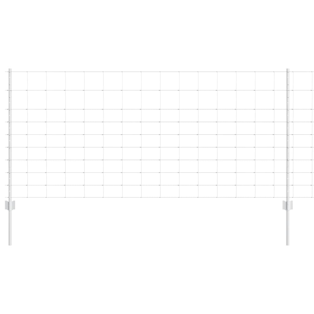 Outdoor Wild Fence with Posts 50 x 1 m Galvanised Steel Silver