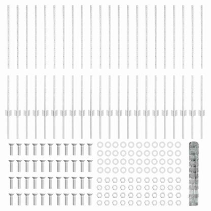 Outdoor Wild Fence with Posts 50 x 1 m Galvanised Steel Silver