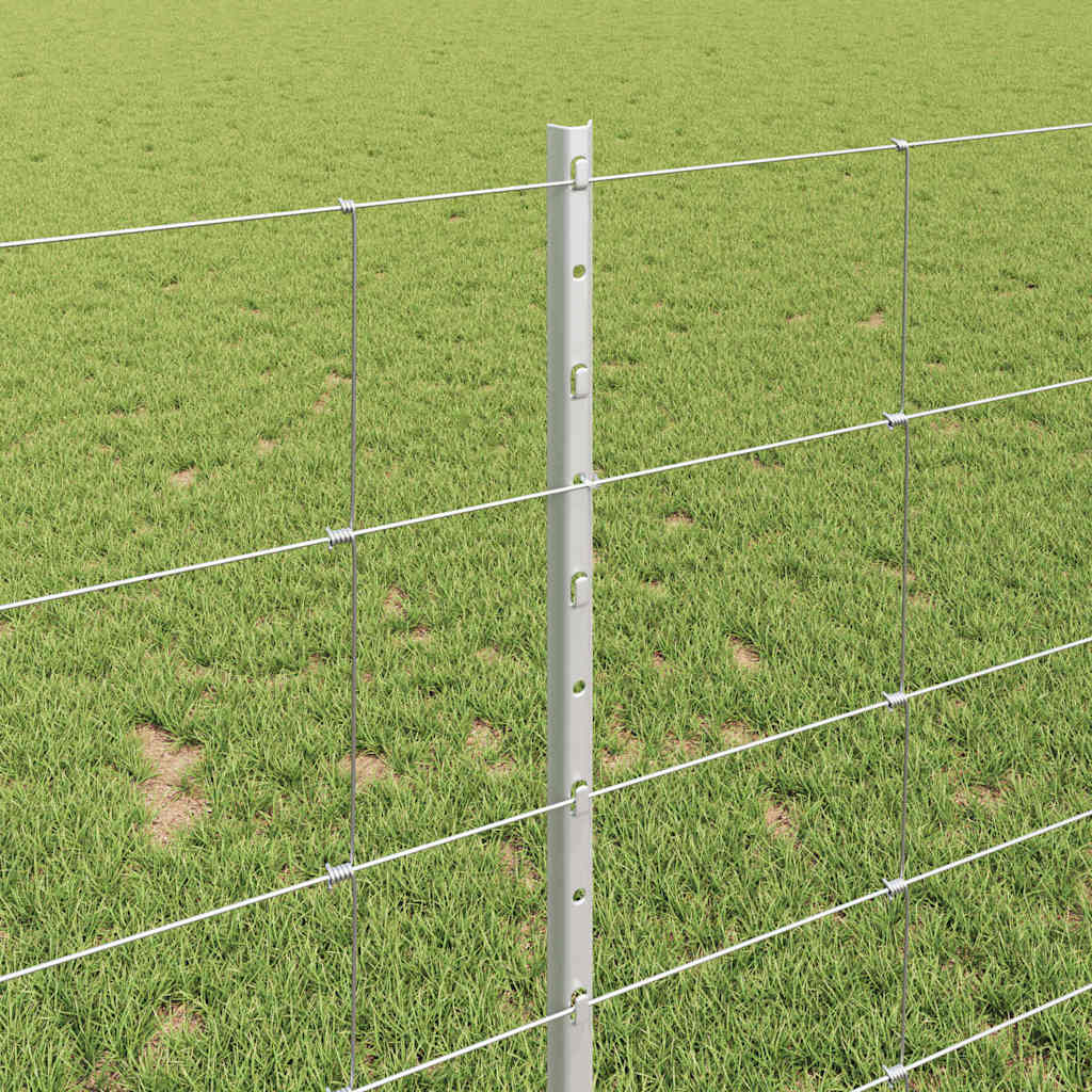 Outdoor Wild Fence with Posts 50 x 1 m Galvanised Steel Silver