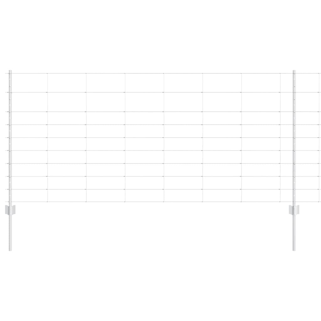 Outdoor Wild Fence with Posts 50 x 1 m Galvanised Steel Silver