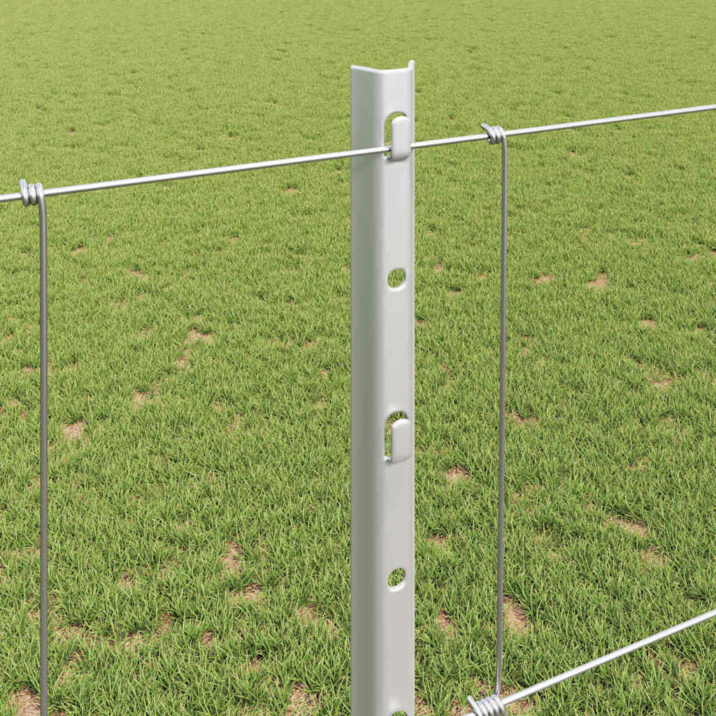 Outdoor Wild Fence with Posts 50 x 1.2 m Galvanised Steel Mesh