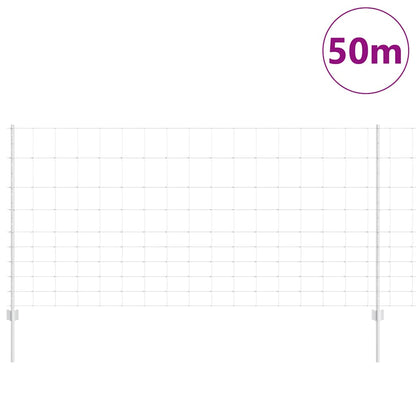 Outdoor Wild Fence with Posts 50 x 1.2 m Galvanised Steel Mesh